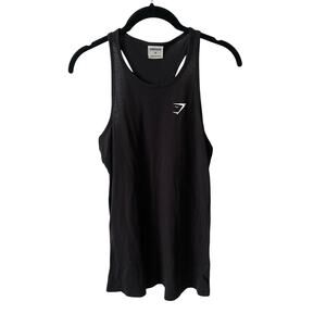 Gymshark Mens XS Racerback Tank Top Black Solid Thin Basic Tee Activewear